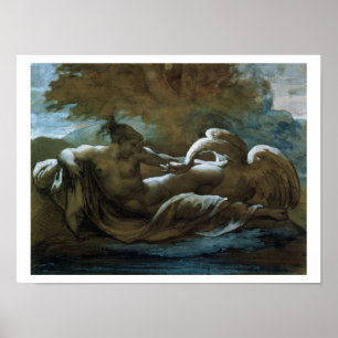Leda and the Swan (black chalk and w/c) Poster