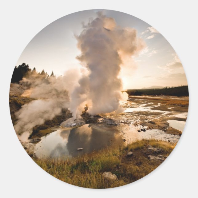 Ledge Geyser, Norris Geyser Basin Classic Round Sticker (Front)