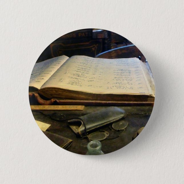 Ledger and Eyeglasses 2 Inch Round Button (Front)