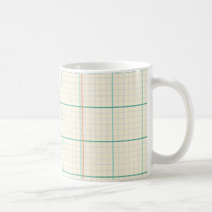 Ledger Lines Grid Paper Pattern Cream Teal Coral M Coffee Mug