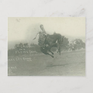 Lee Caldwell riding Flying Devil. Postcard