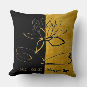 Lee Hiller Designs Accents Black Brushed Gold Throw Pillow