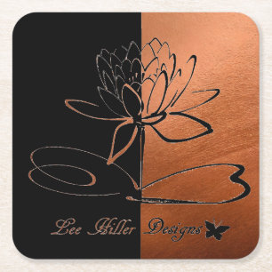 Lee Hiller Designs Accents Black Copper Square Paper Coaster