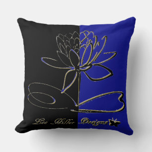 Lee Hiller Designs Accents Black Gold Blue Throw Pillow