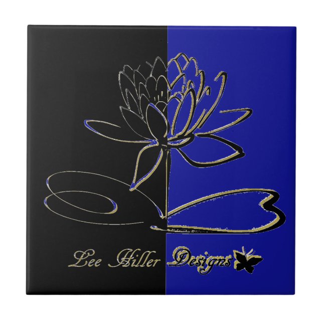 Lee Hiller Designs Accents Black Gold Blue Tile (Front)
