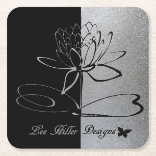 Lee Hiller Designs Logo Accents Black & Stainless Square Paper Coaster