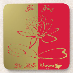 Lee Hiller Designs Logo Accents Gold Red Coaster