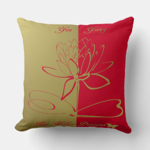 Lee Hiller Designs Logo Accents Gold Red Throw Pillow