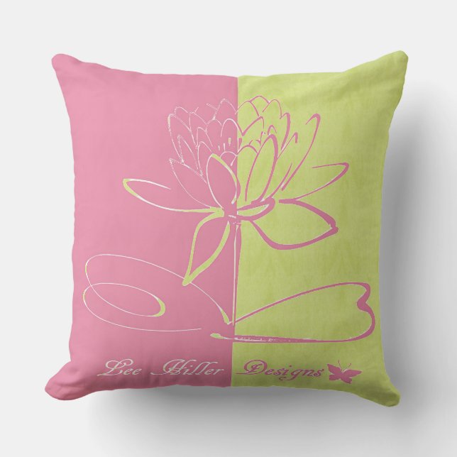 Lee Hiller Designs Logo Accents Pink Green  Throw Pillow (Front)