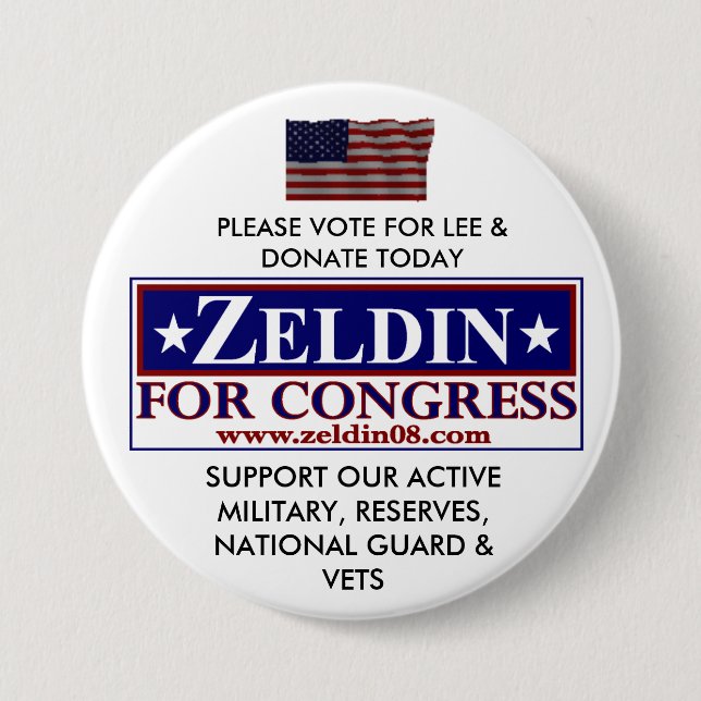LEE ZELDIN FOR CONGRESS 3 INCH ROUND BUTTON (Front)