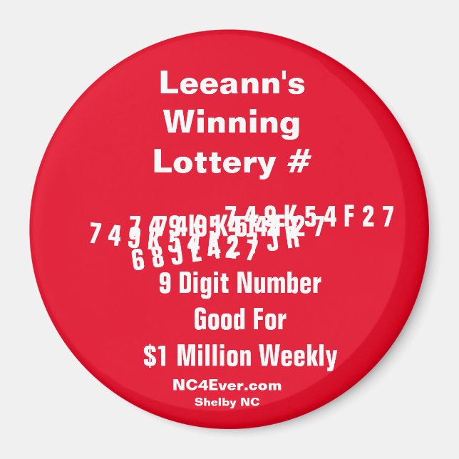 Leeann's Winning Lottery Number Magnet (Front)