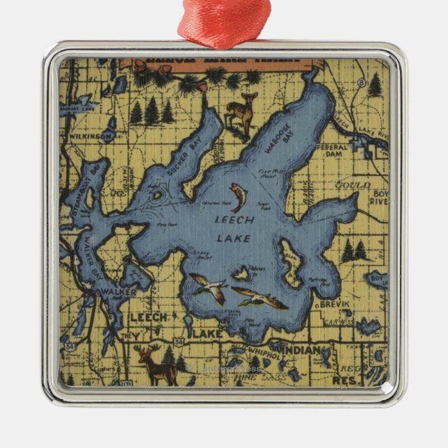 Leech Lake Area, Minnesota - Large Letter Scenes Metal Ornament (Front)