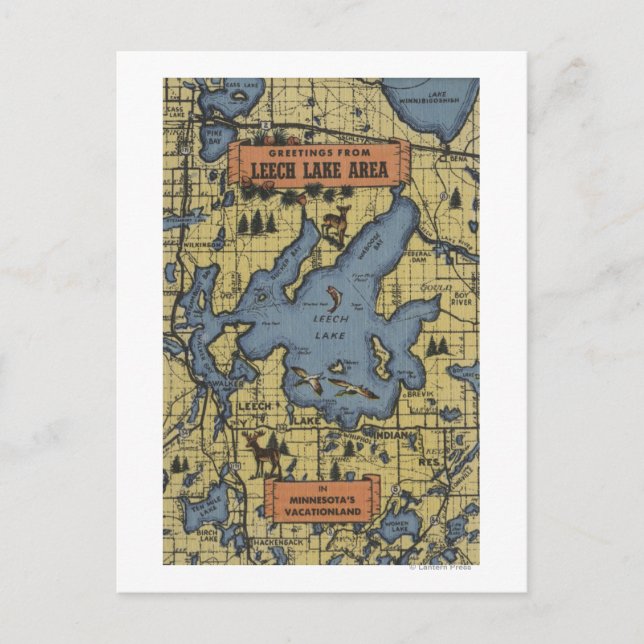 Leech Lake Area, Minnesota - Large Letter Scenes Postcard (Front)