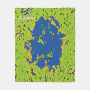 Leech lake Travel map Fleece Blanket