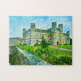 Leeds Castle Blue Green Oil Painting Jigsaw Puzzle