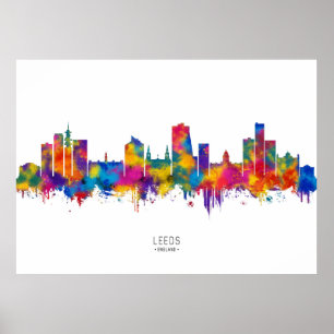 Leeds England Skyline Poster