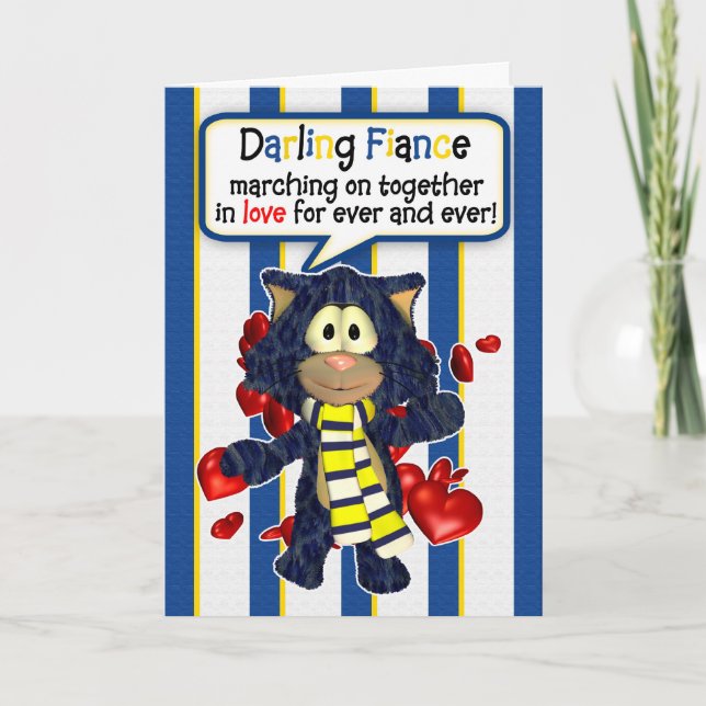 Leeds Fan Valentine's Day Card Fiance With Cat (Front)