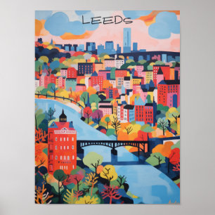 Leeds Travel City Painting Aesthetic Poster
