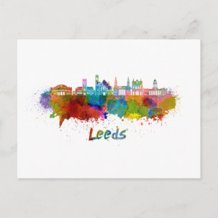 Leeds V2 skyline in watercolor Postcard