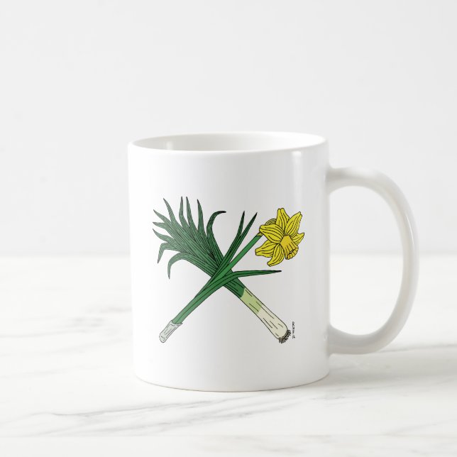 Leek and Daffodil Crossed Coffee Mug (Right)