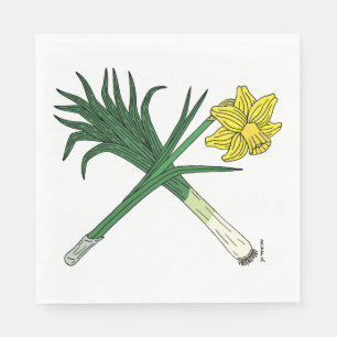 Leek and Daffodil Crossed Napkin