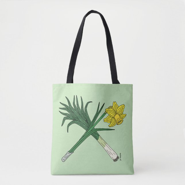 Leek and Daffodil Crossed Tote Bag (Front)
