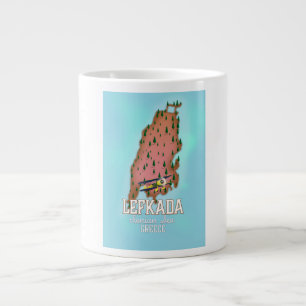 Lefkada Greece travel poster. Large Coffee Mug