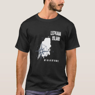 Lefkada Island Mediterranean Sea Coordinates Map V T-Shirt