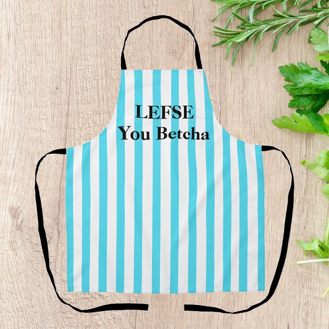 Lefse Aqua Striped All-Over Print Apron (Creator Uploaded)