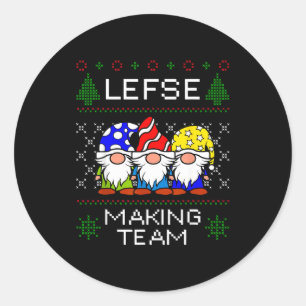 Lefse Making Team Ugly Christmas Sweater  Classic Round Sticker