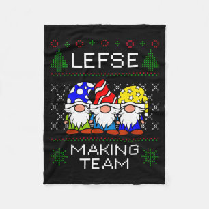 Lefse Making Team Ugly Christmas Sweater  Fleece Blanket