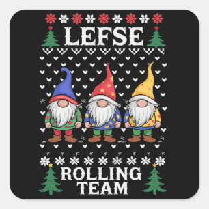 Lefse Rolling Team Christmas Baking Gnome Xmas  Square Sticker