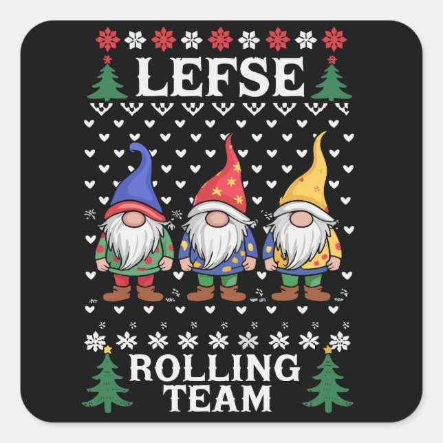 Lefse Rolling Team Christmas Baking Gnome Xmas  Square Sticker (Front)