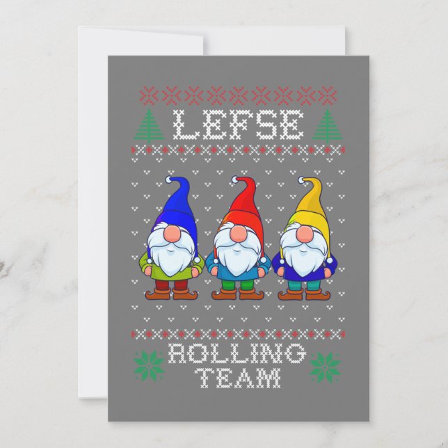 Lefse Rolling Team, Christmas Baking Tomte Gnome Invitation (Front)