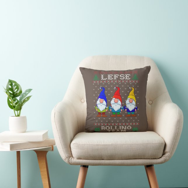 Lefse Rolling Team, Christmas Baking Tomte Gnome Throw Pillow (Chair)