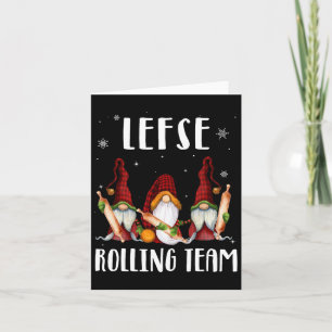 Lefse Rolling Team Gnomes Christmas Xmas Plaid Kid Card
