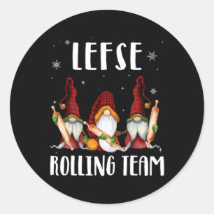Lefse Rolling Team Gnomes Christmas Xmas Plaid Kid Classic Round Sticker