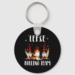 Lefse Rolling Team Gnomes Christmas Xmas Plaid Kid Keychain