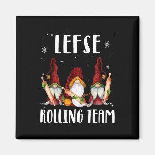 Lefse Rolling Team Gnomes Christmas Xmas Plaid Kid Magnet