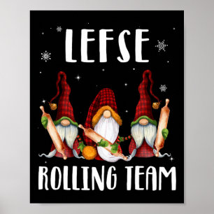 Lefse Rolling Team Gnomes Christmas Xmas Plaid Kid Poster