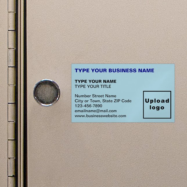 Left Aligned Light Blue Magnetic Business Card (Light blue magnetic business card in left aligned style)