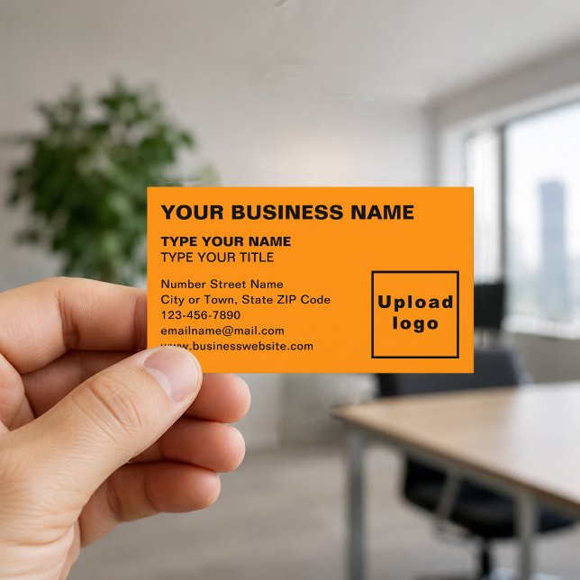 Left-Aligned Orange Business Cards (Front of the business card)