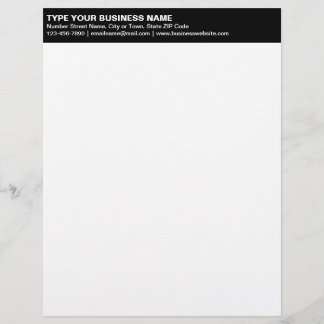 Left Aligned Plain Texts on Black Heading of Letterhead