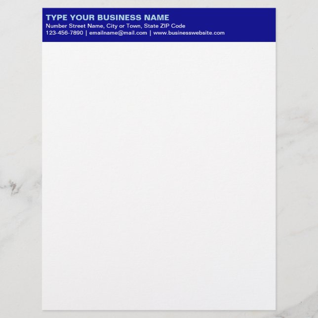 Left Aligned Plain Texts on Blue Heading of Letterhead (Front)