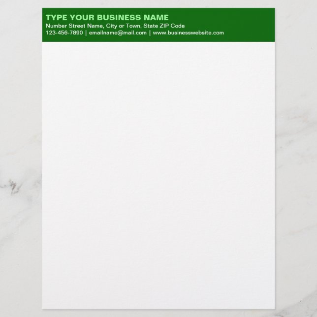 Left Aligned Plain Texts on Green Heading of Letterhead (Front)