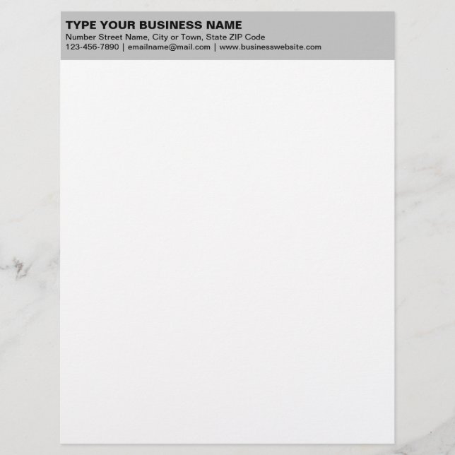 Left Aligned Plain Texts on Grey Heading of Letterhead (Front)