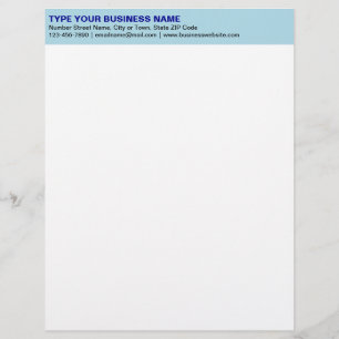 Left Aligned Plain Texts on Light Blue Heading of Letterhead