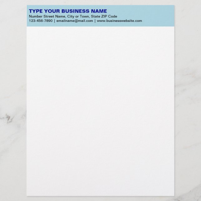 Left Aligned Plain Texts on Light Blue Heading of Letterhead (Front)