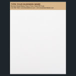 Left Aligned Plain Texts on Light Brown Heading of Letterhead<br><div class="desc">Simple and plain texts designs are often easy to understand and remember. Plain texts design heading of letterhead that you can customize to advertise your business or to promote your brand name to customers or clients. Customizable office supply that you can use to build brand name awareness. Design on the...</div>