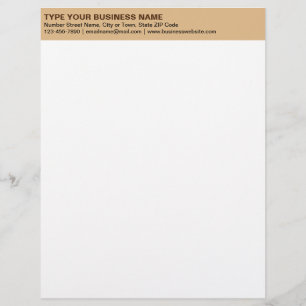 Left Aligned Plain Texts on Light Brown Heading of Letterhead